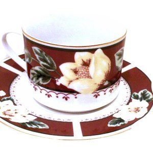 Coffee Cup  Saucer Set, Gibson Housewares, Cottage Kitchen, Farmhouse Kitchen